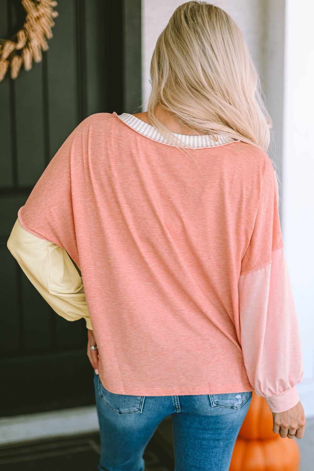 Women's Striped Color-Block Splicing T Shirt