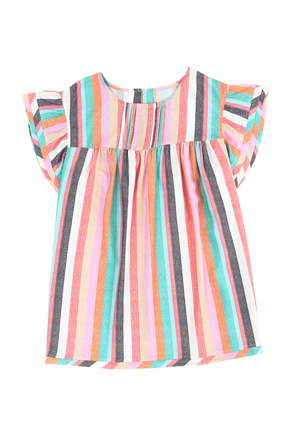 Women's Layered Ruffle-Trimmed Cap Sleeve Top