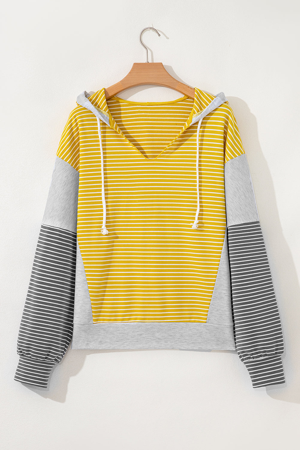 V-Neck Colorblock Drawcord Easy-Fit Fit Hooded Top