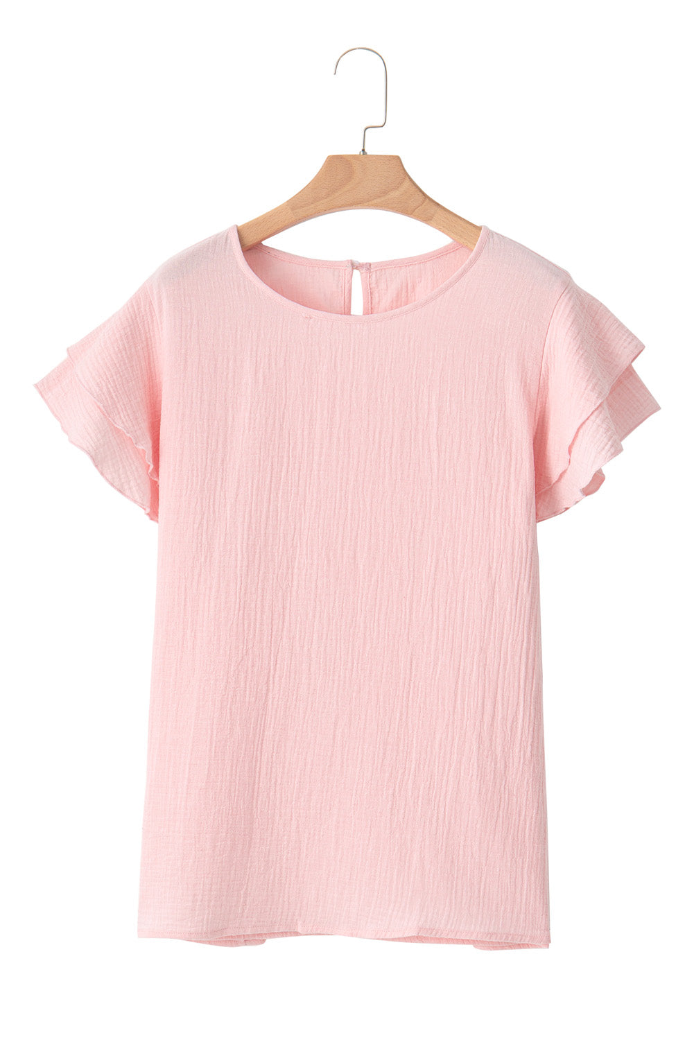Top for Women Crinkle Textured Ruffle-Trimmed Plus Size
