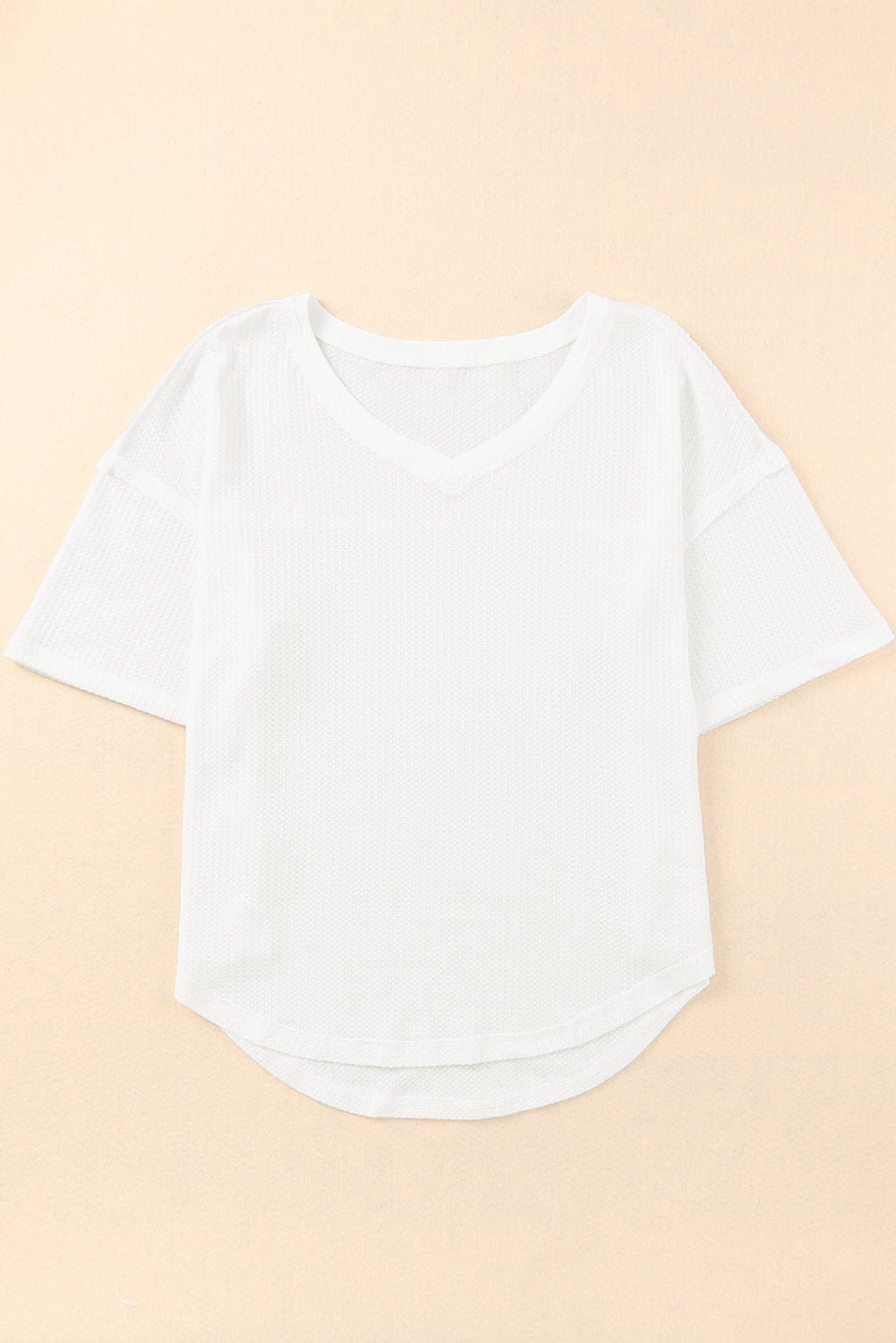 Women's Waffle Knitted Dropped-Shoulder Loose Top