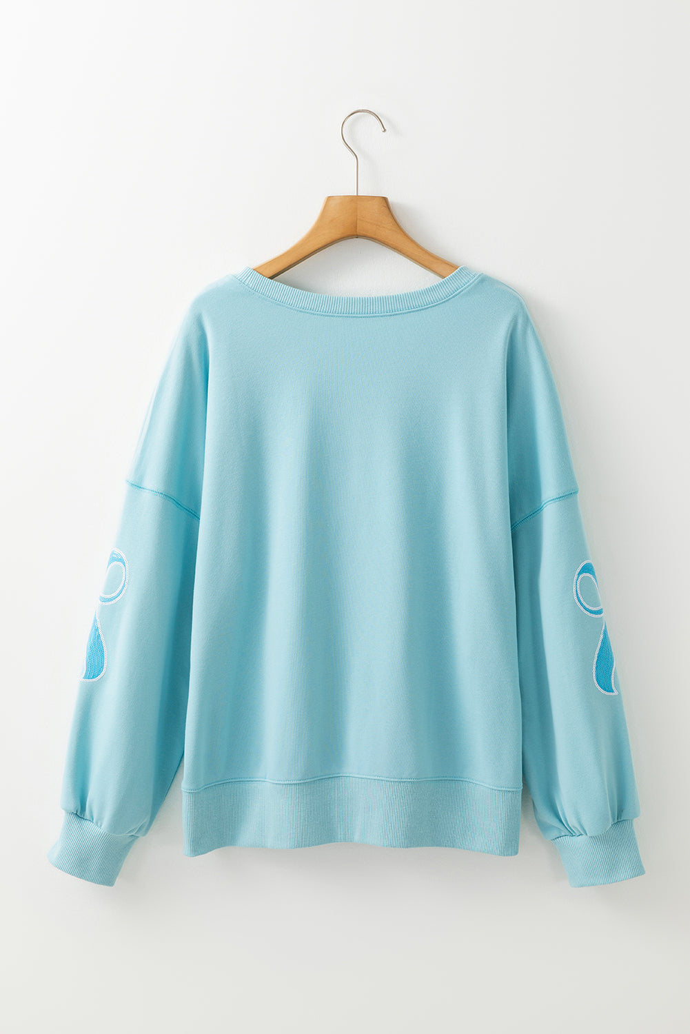Beau Blue Sequined Bowknot Oversized Sweatshirt