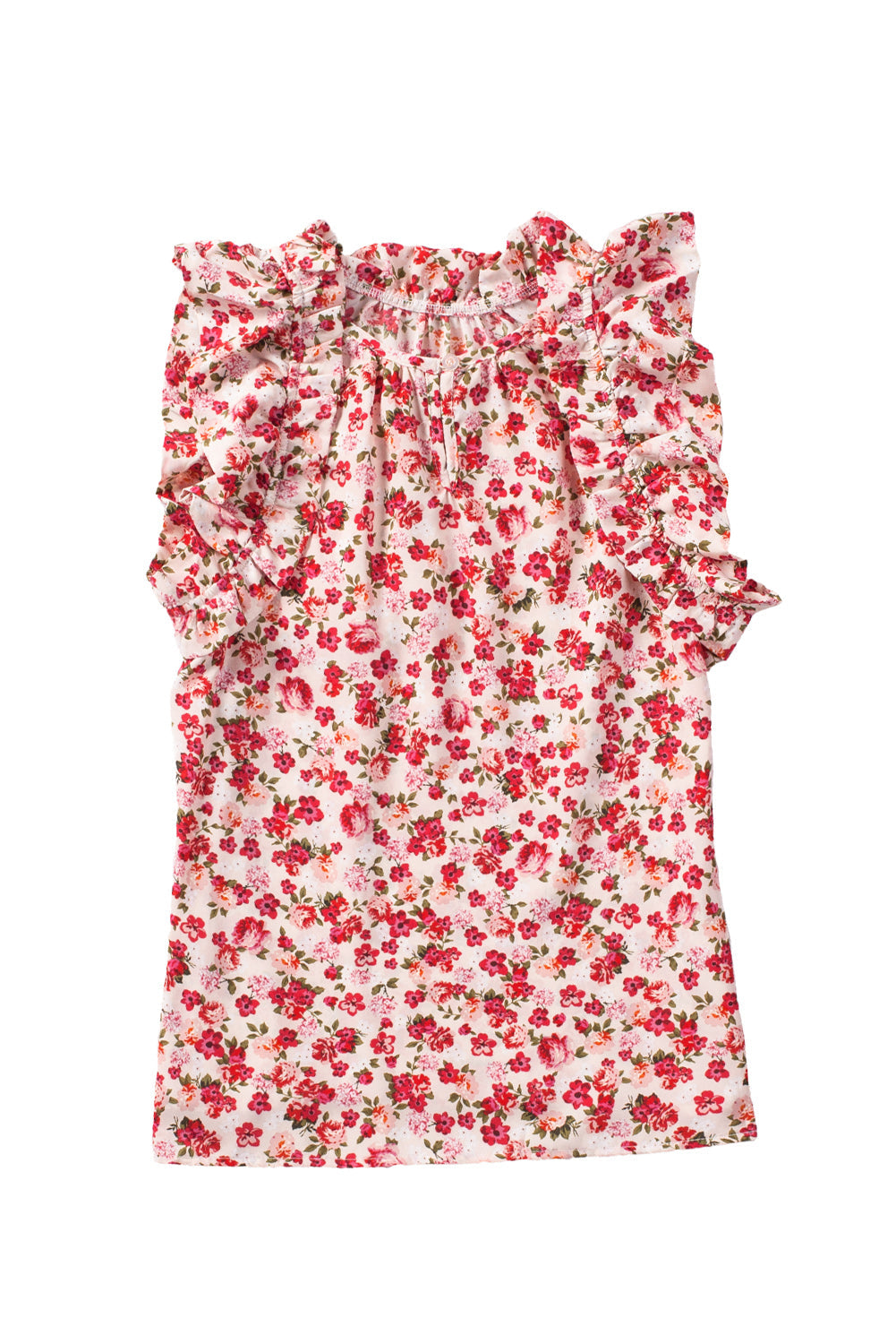 Top for Women Ruffle-Trimmed Mock Neck Sleeveless