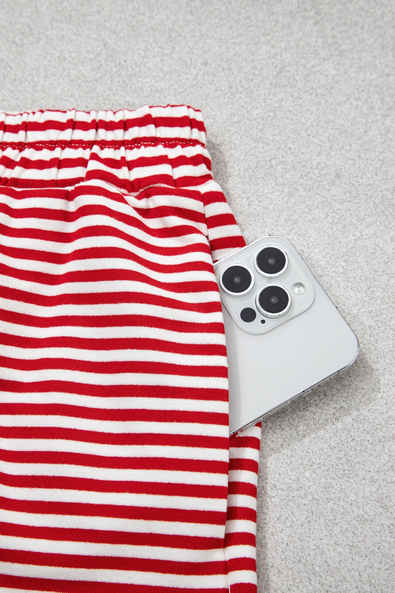 Stripe Sweatshirt Oversize Mock-Neck and Shorts Set in Red
