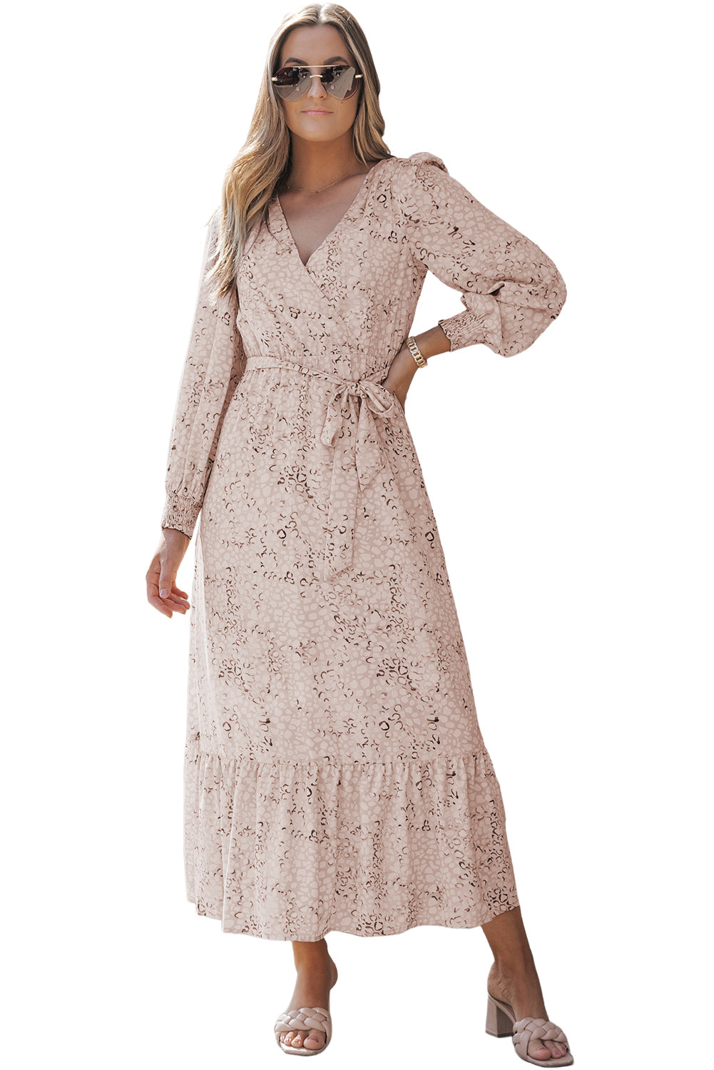Maxi Dress for Women Surplice Bubble Sleeve