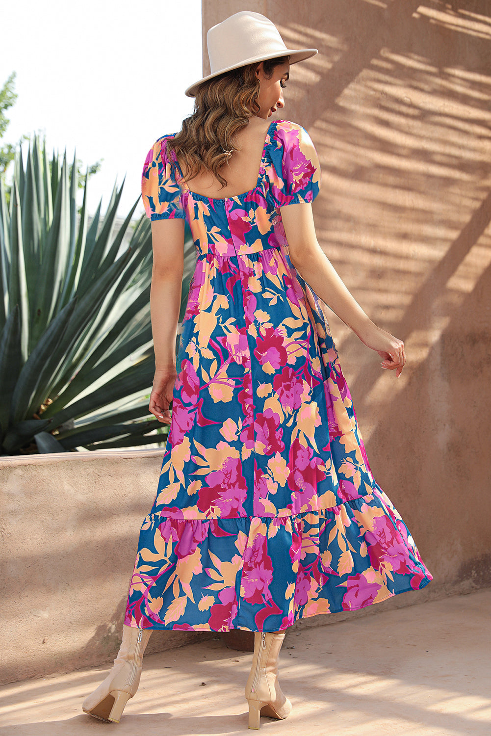 Women's Dresses with Square Neck Bubble Sleeve