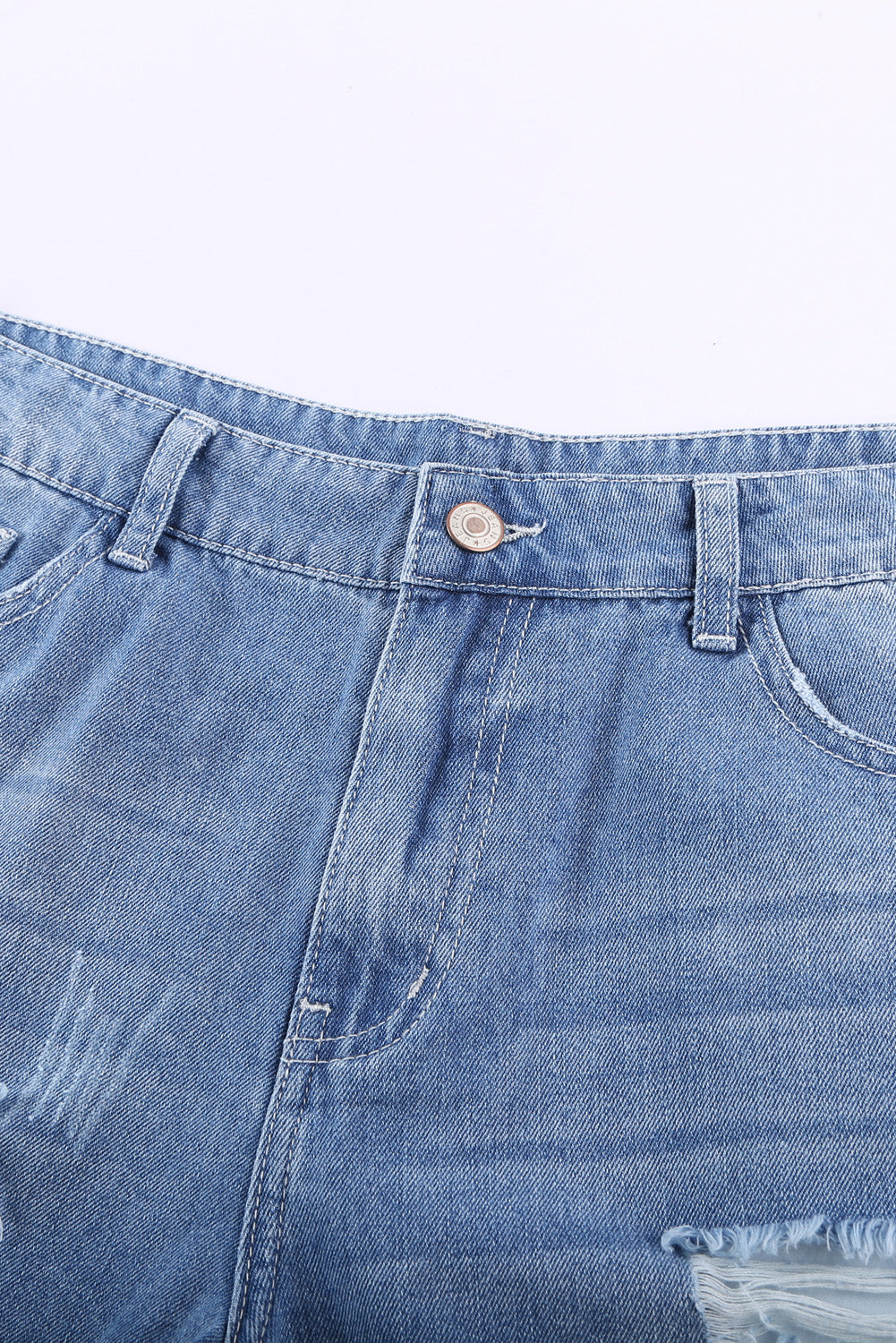 Women's Shorts with Distressed Ripped Rolled Hem Denim