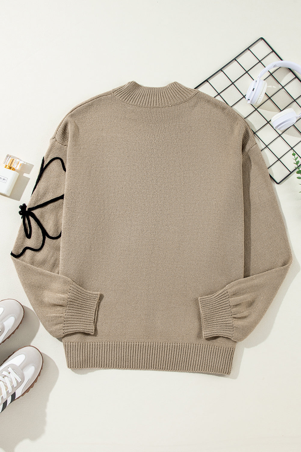 Women's Sweater Featuring Plus Size Mock Neck Dropped-Shoulder