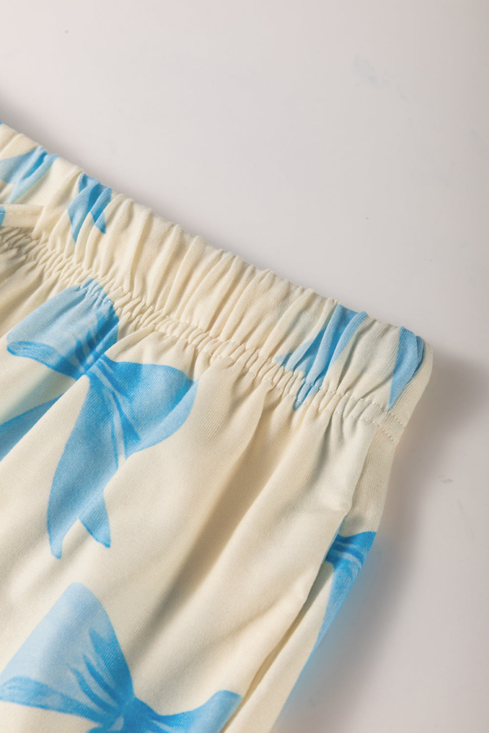 Printed Short-Sleeved Bow Short-Sleeved Shirt Shorts Pajama Set