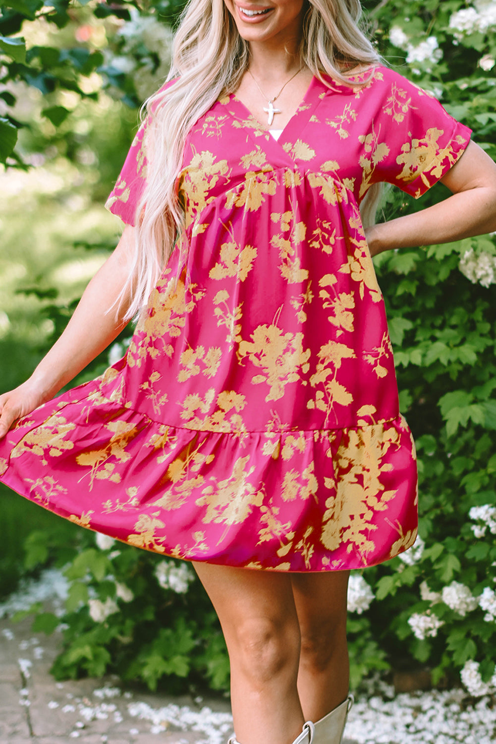Dresses for Women Floral-Print Batwing Sleeve Smock