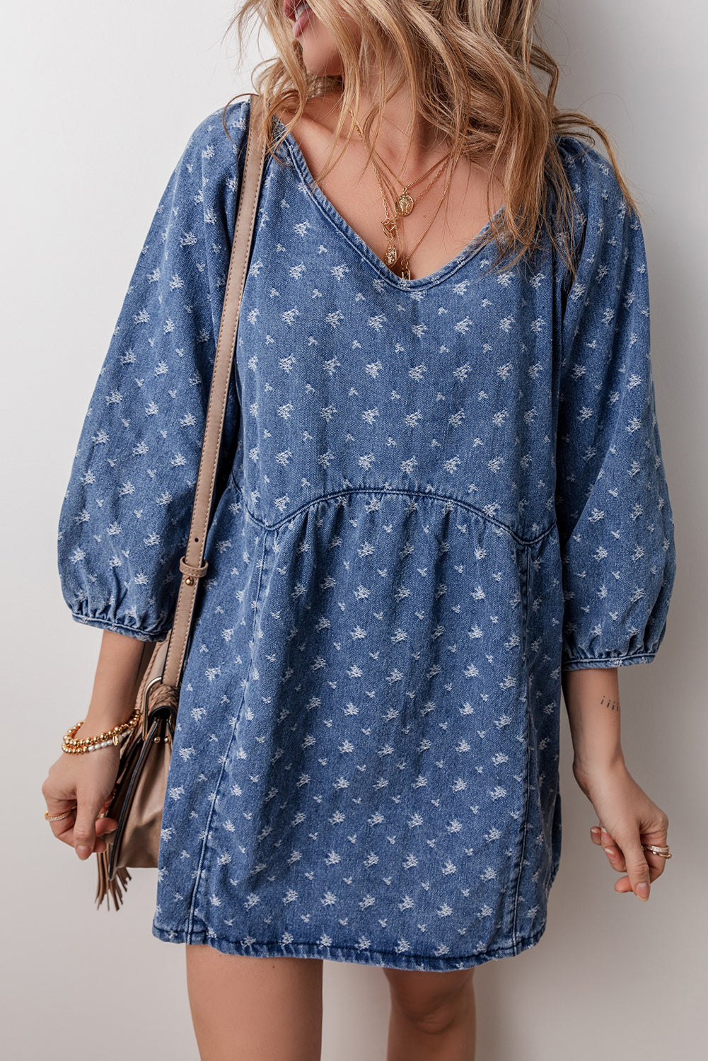 Women's Dress Featuring Open-Back Relaxed Fit Denim