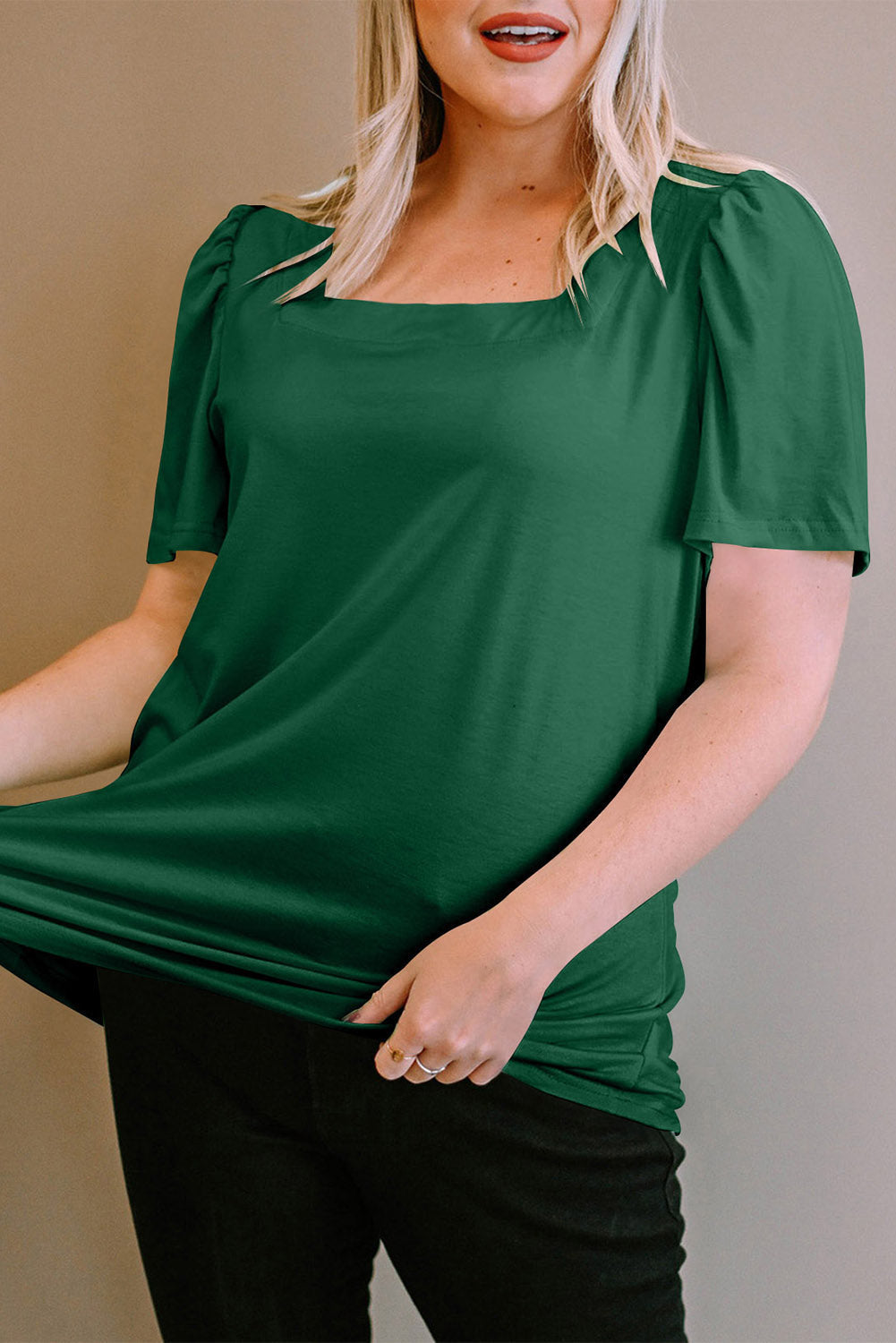 Top for Women Plus Size Ruched Shoulder
