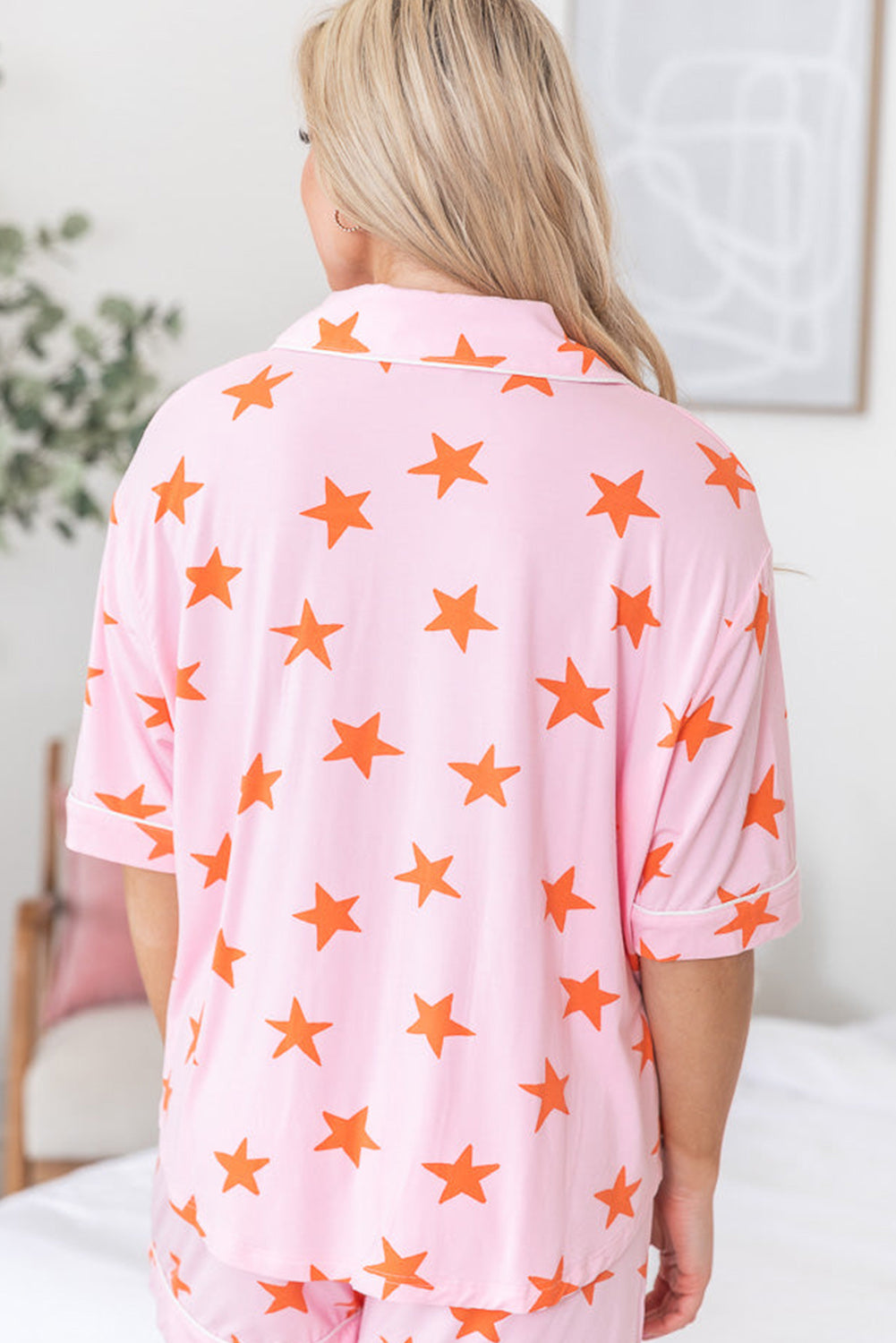 Stars and Short-Sleeved Shirt Shorts Bamboo Pajama Set