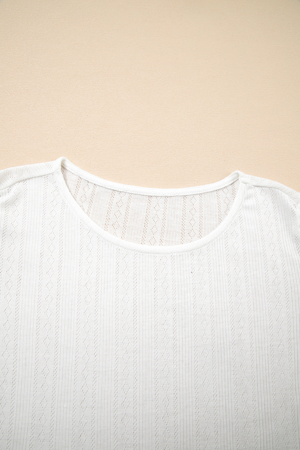Scalloped Lace Trim Jacquard Textured T Shirt