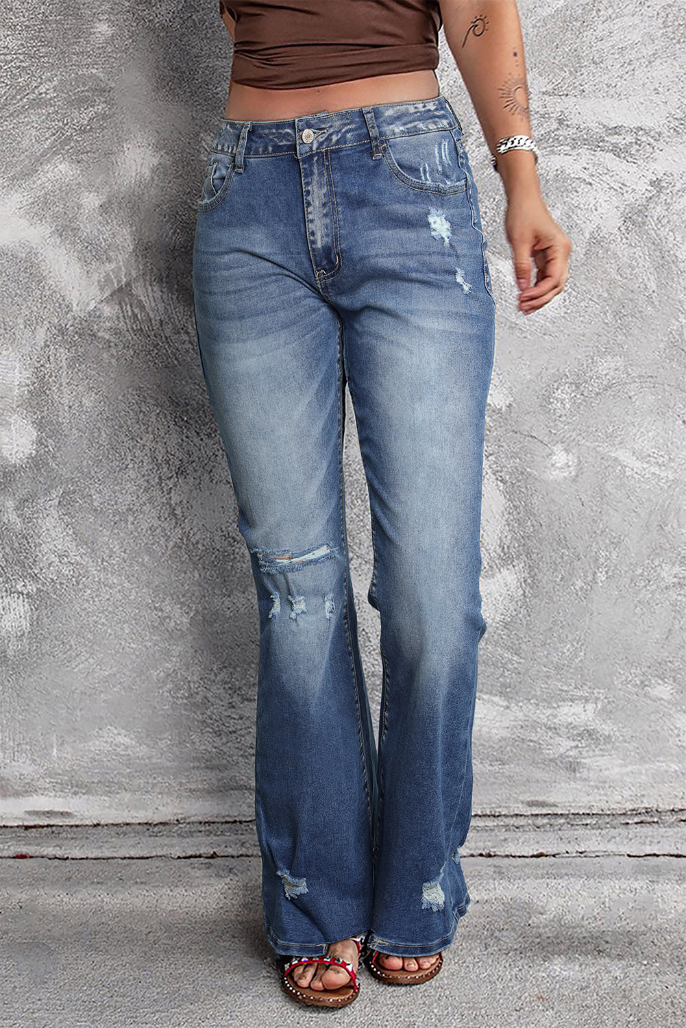 Women's Distressed Flare Jeans