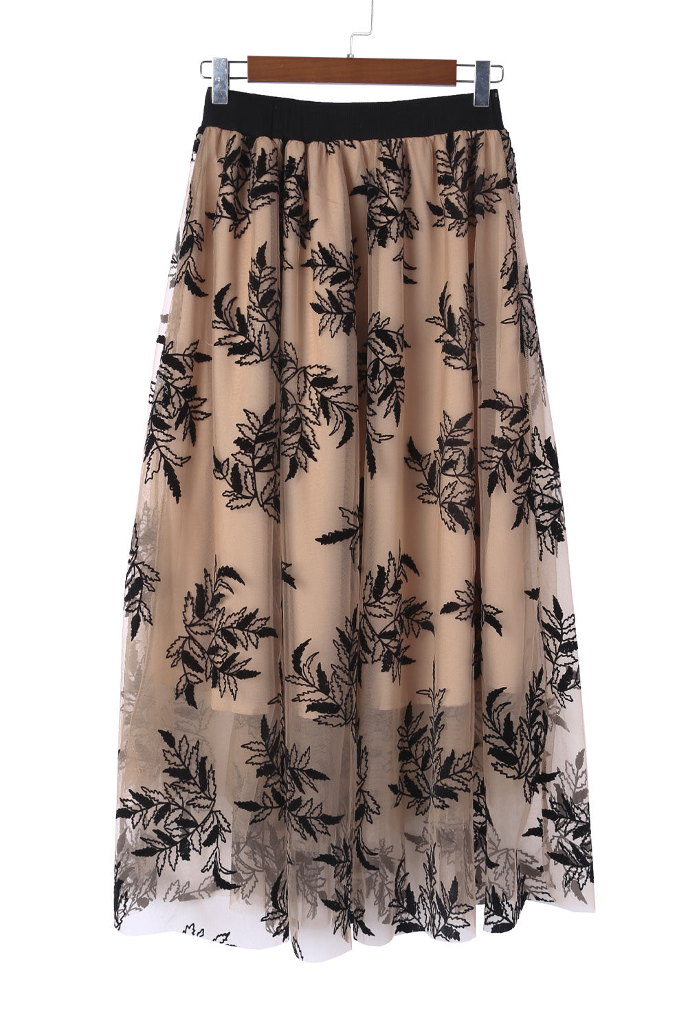 Women's Skirt Featuring Floral-Print Leaves High-Rise Maxi
