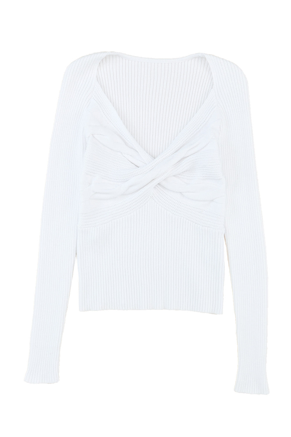 Women's Sweater Featuring Cable Crossed V Neck