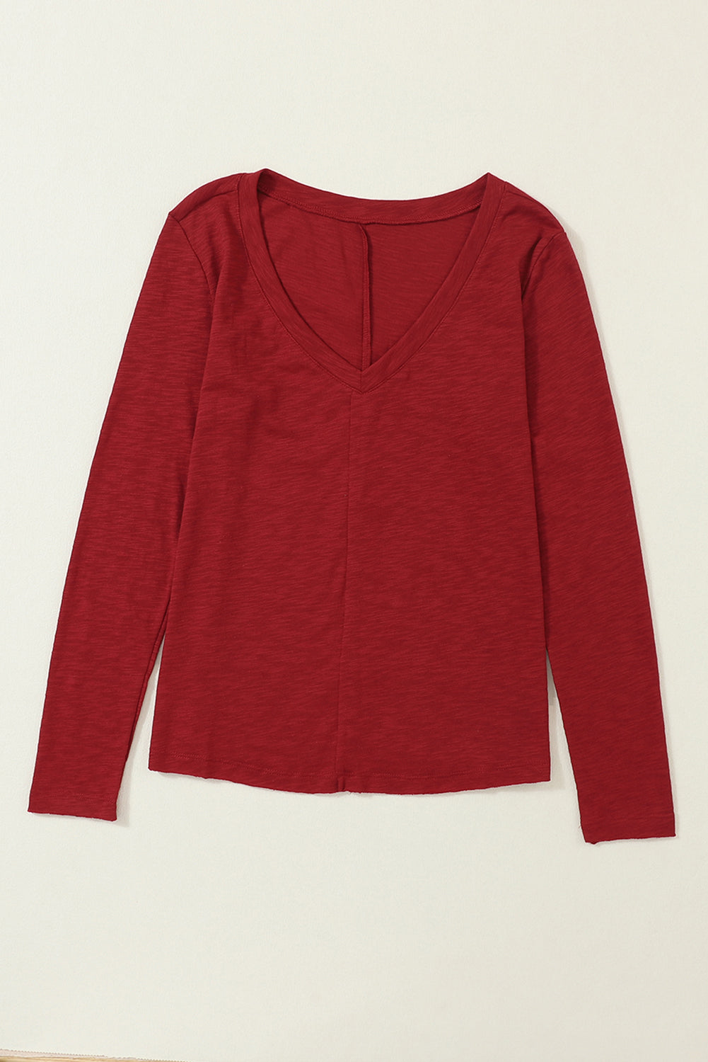Women's V Neck Center Seam Long-Sleeve Tee