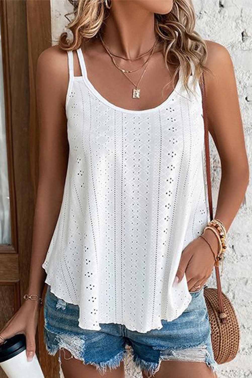 Women's Tank Top Featuring Eyelet Strappy