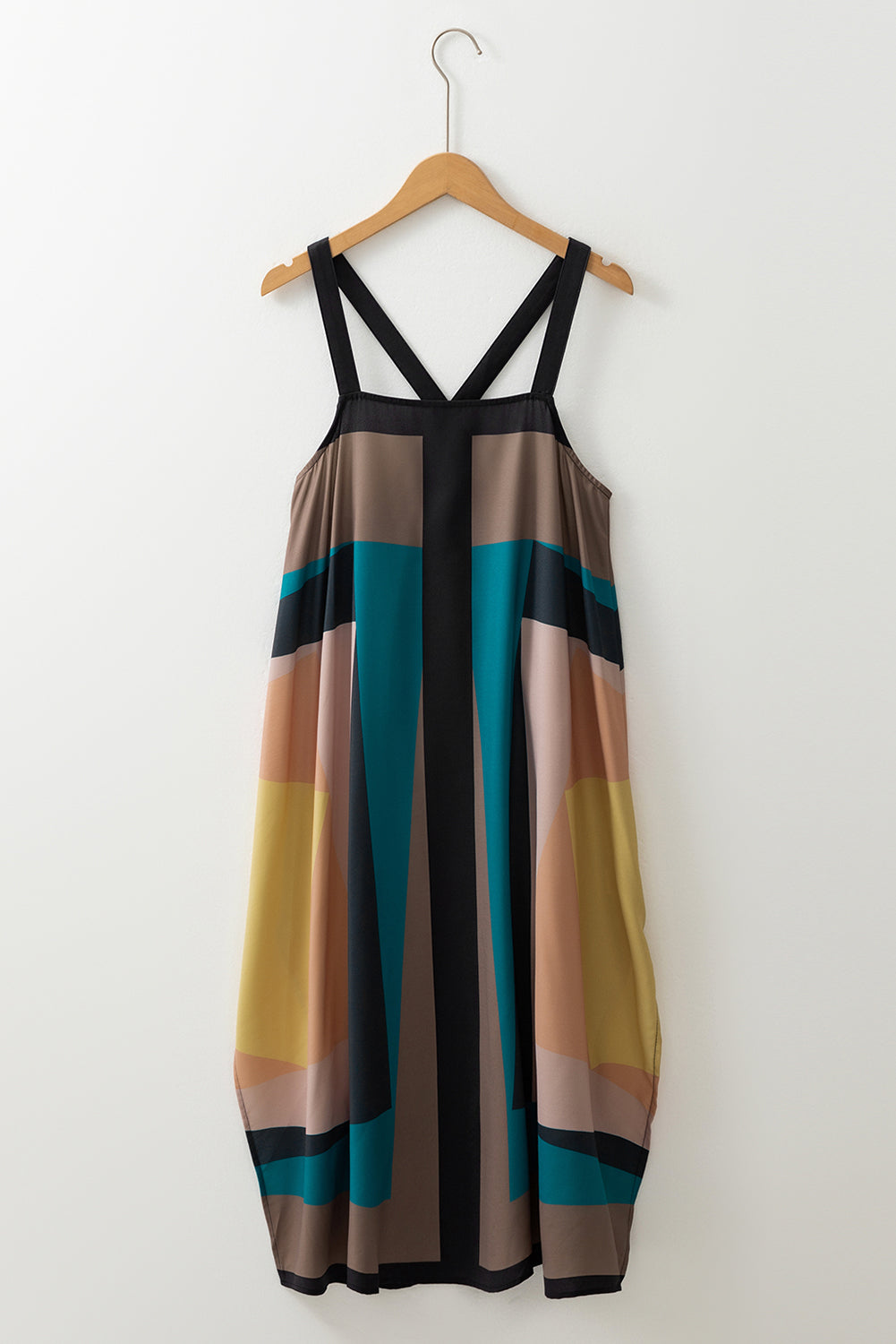 Retro Geometric Printed Y Back Sleeveless Dress