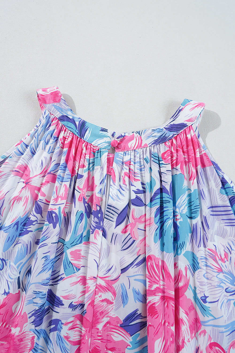 Floral Printed Sleeveless Knot Waist Maxi Dress