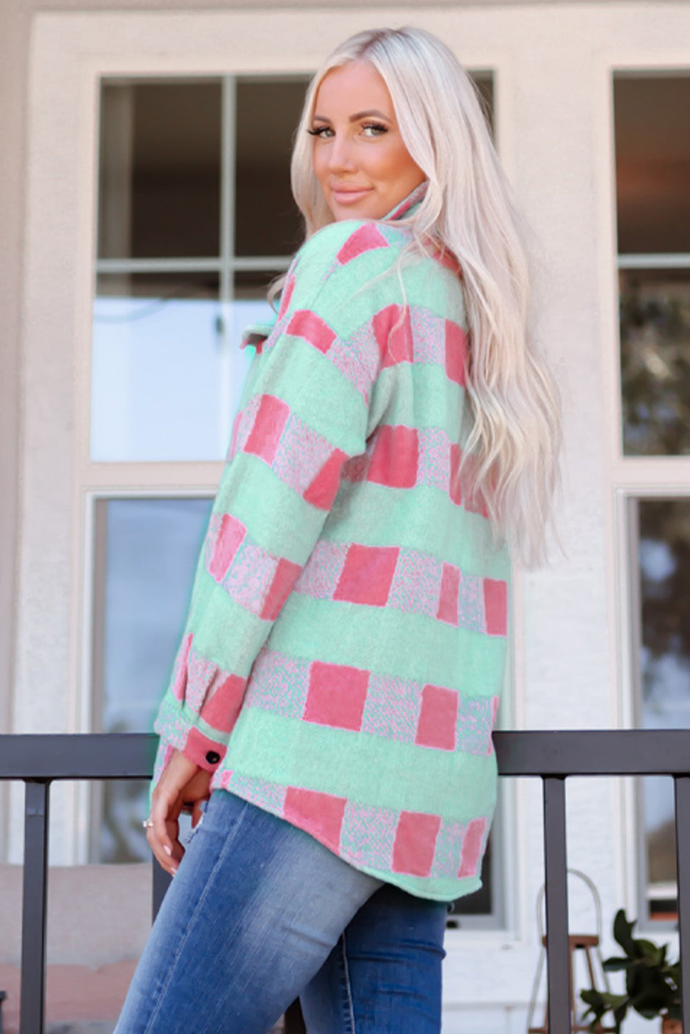 Shacket for Women Plaid Pattern Oversized
