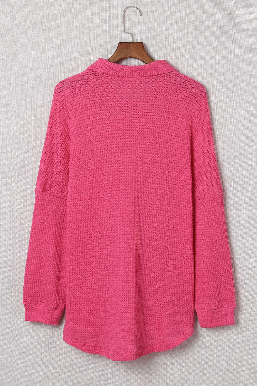 Women's Shirt Featuring Waffle Knitted Button Up Everyday