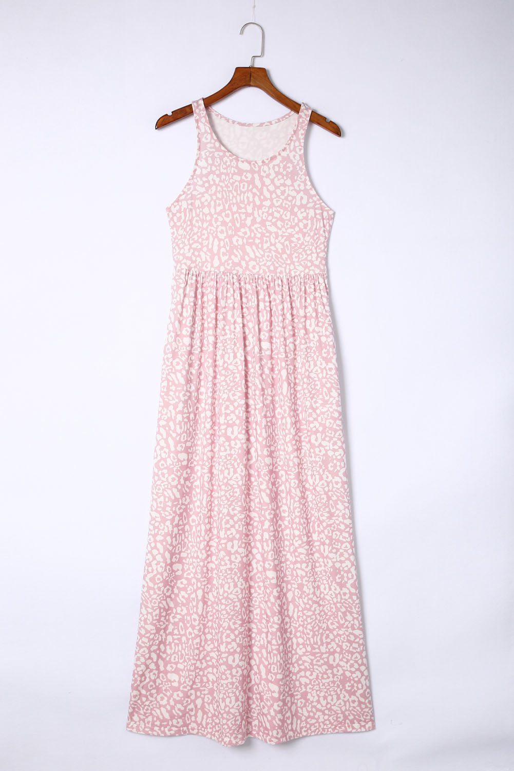 Women's Maxi Dress with Leopard-Print Pocket-Detail Sleeveless