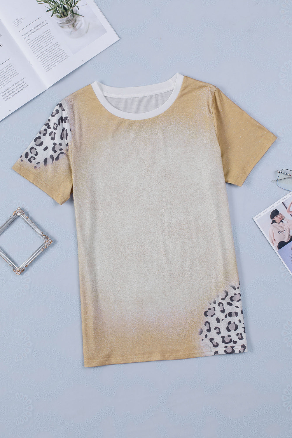 T Shirt for Women Bleached Crew Neck