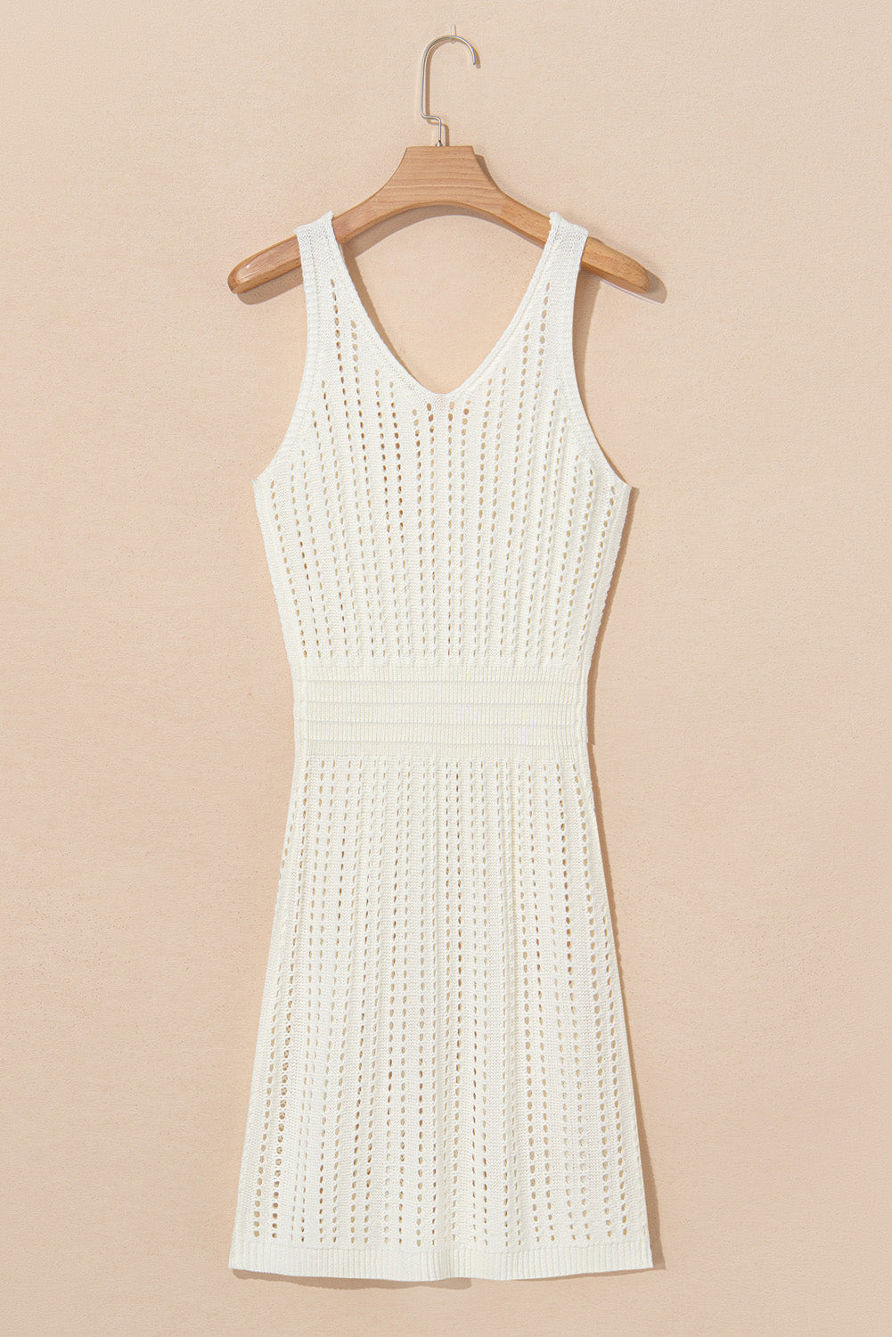 Eyelet Crochet Sleeveless V Neck Beach Dress
