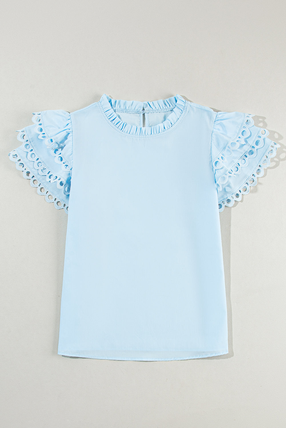 Blouse for Women Cap Sleeve Filled Neck