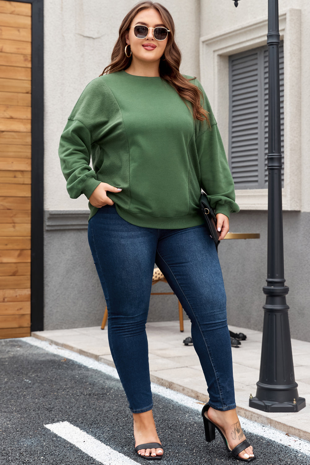 Women's Sweatshirt Featuring Crew Neck Plus Size