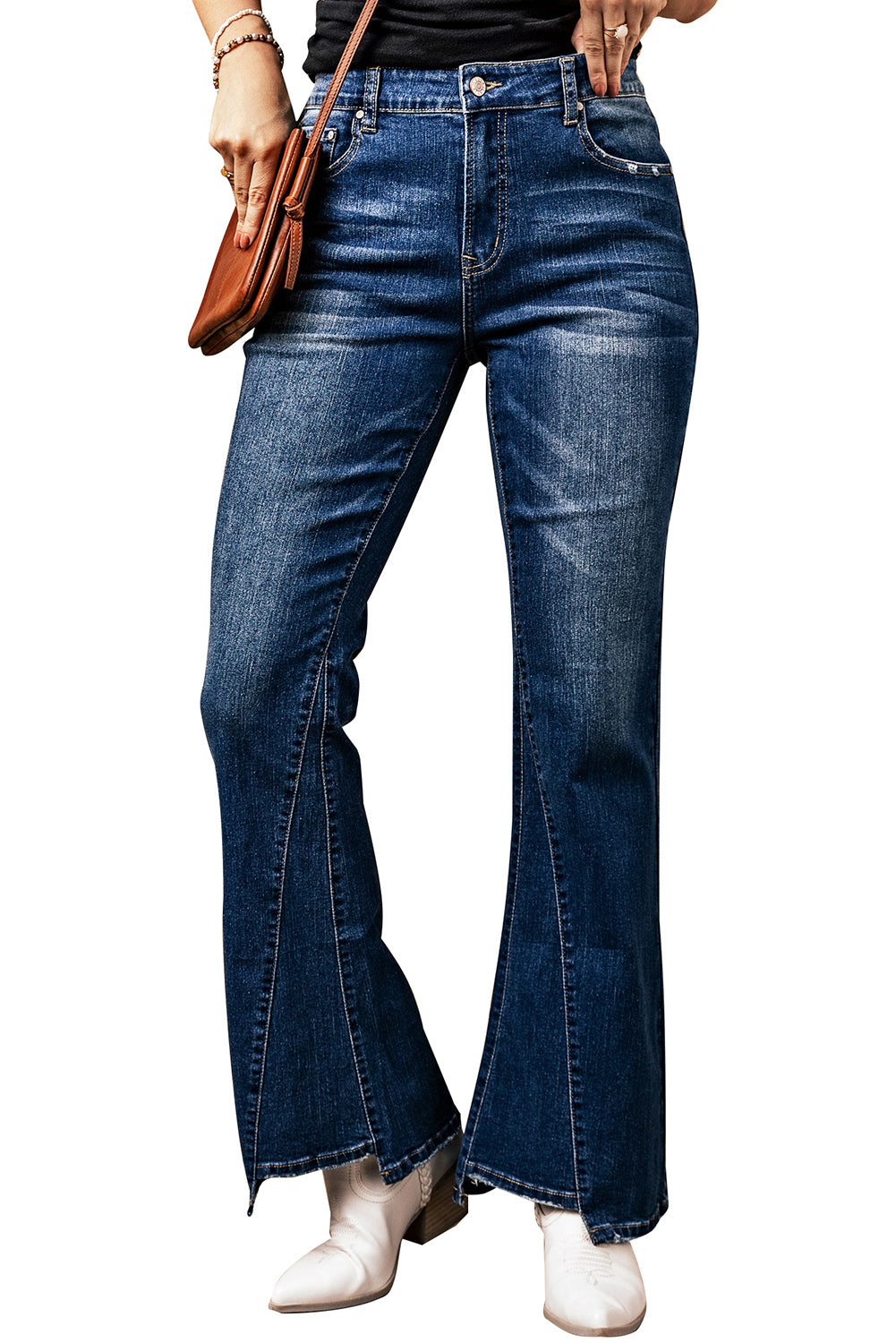 Women's High Rise Medium Wash Flare Jeans