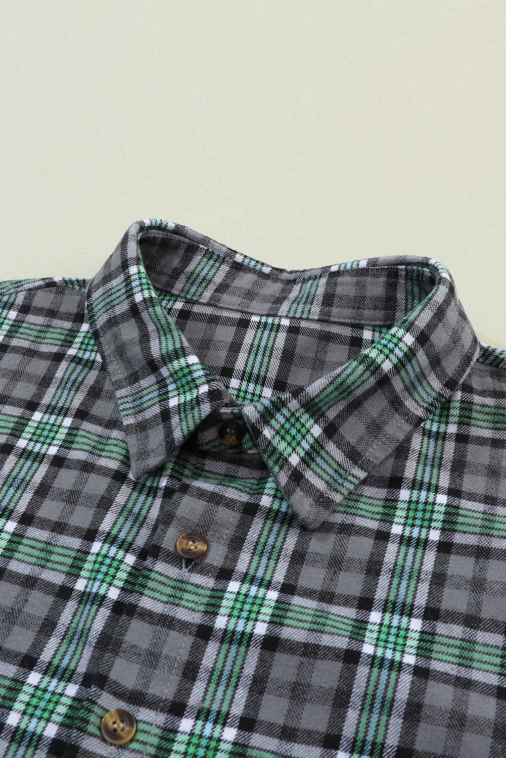 Women's Shacket with Pocket Button Plaid Chest