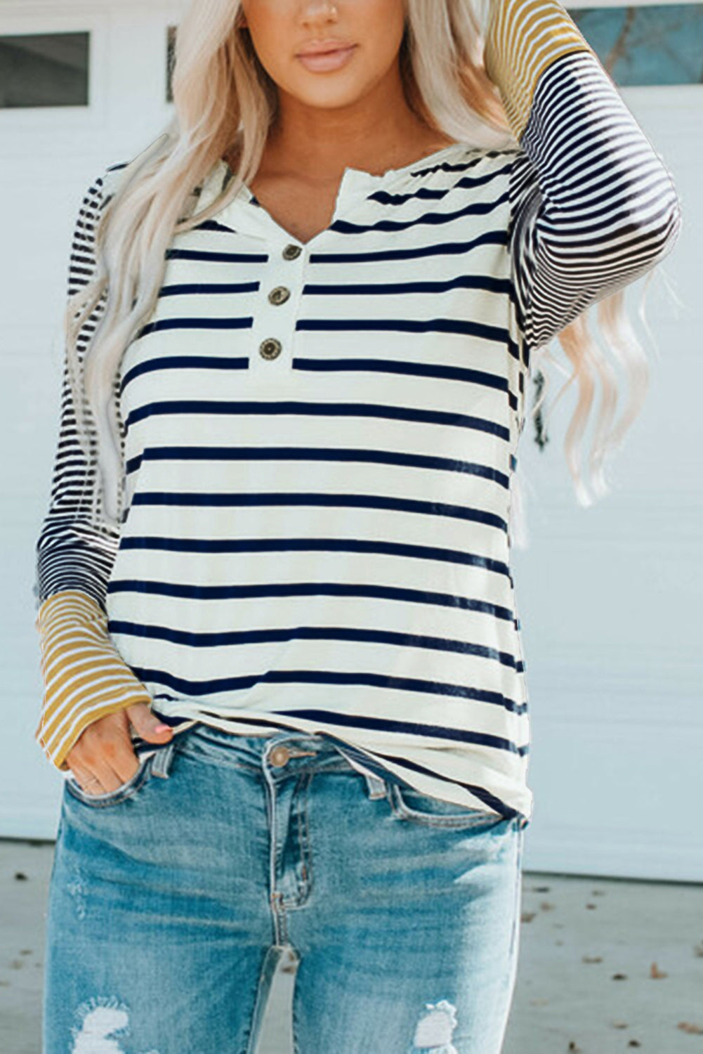 Women's Long-Sleeve Button Henley Top