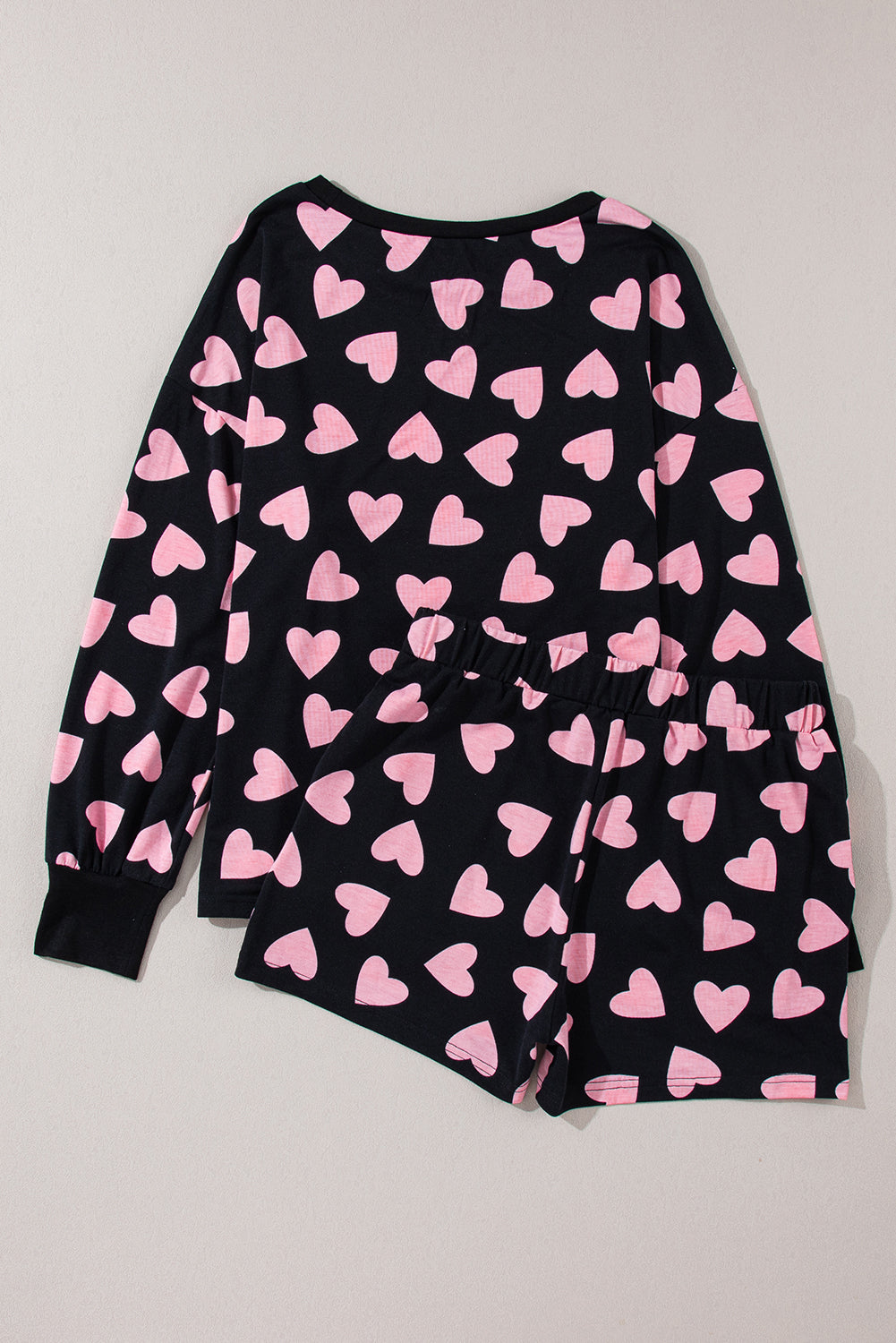 Shape Valentine Heart Print Long-Sleeved Top Shorts Lounge Set