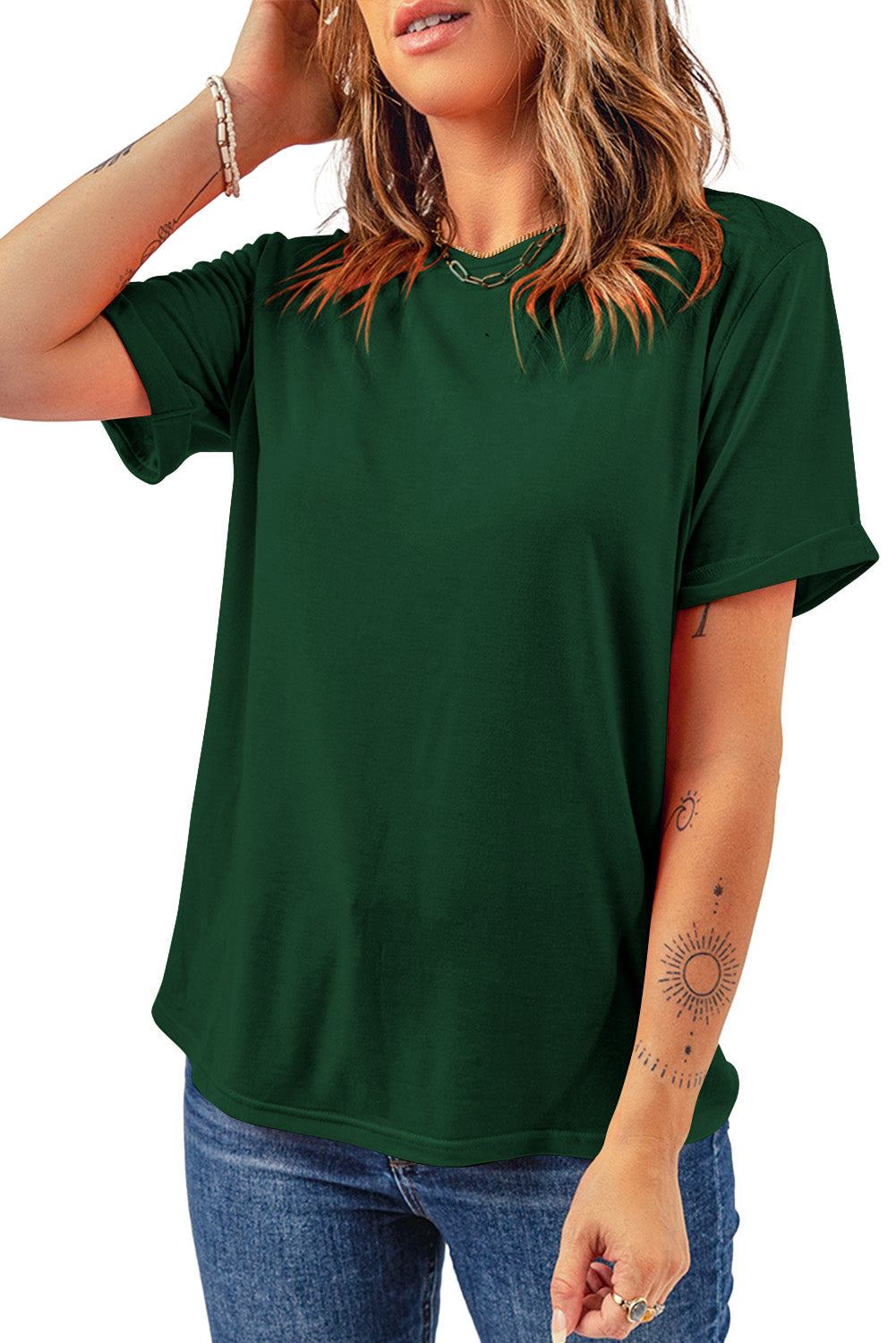 Tee for Women Everyday Plain Crew Neck Everyday Style