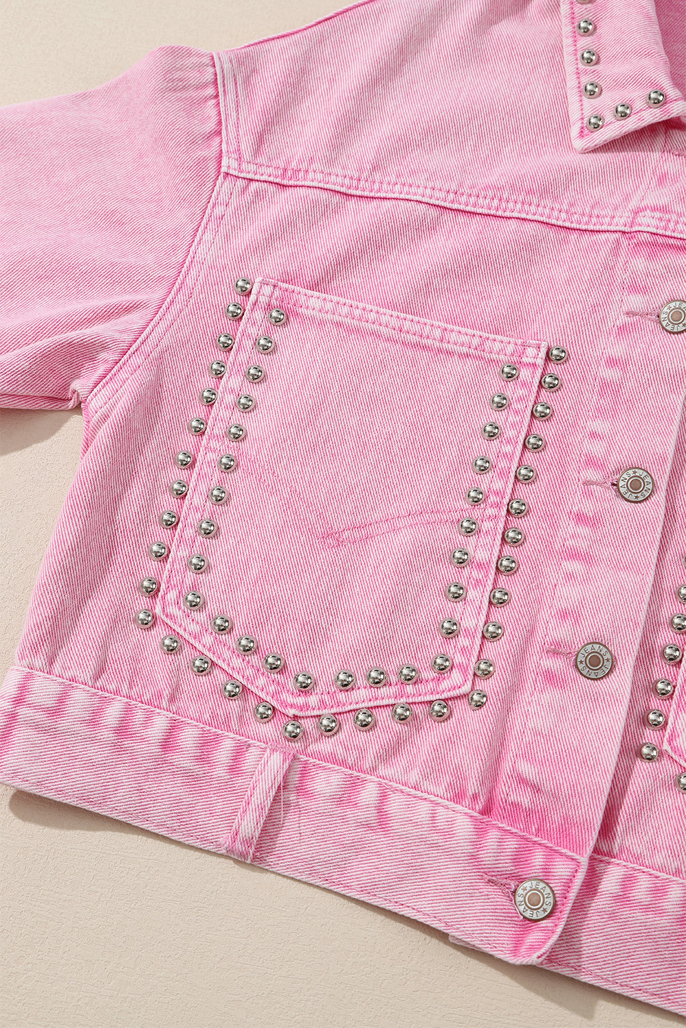Women's Denim Jacket Featuring Rivet Studded
