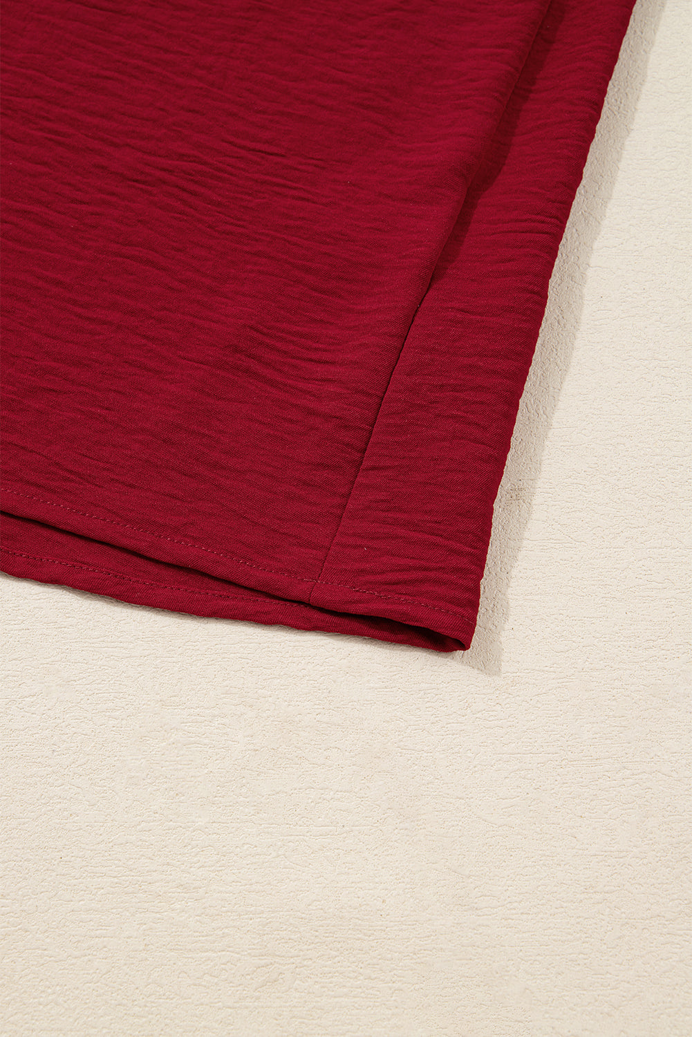 Neck Shirred Notched Shirred Cuff Long-Sleeved Blouse