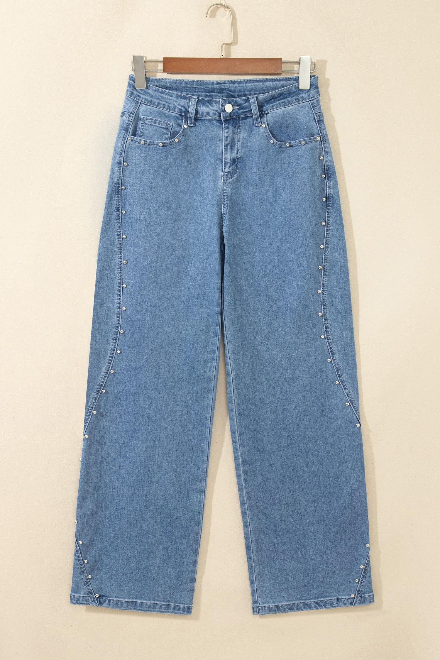 Dusk Blue Side Seam Rivet Detail Ankle Length Everyday Jeans