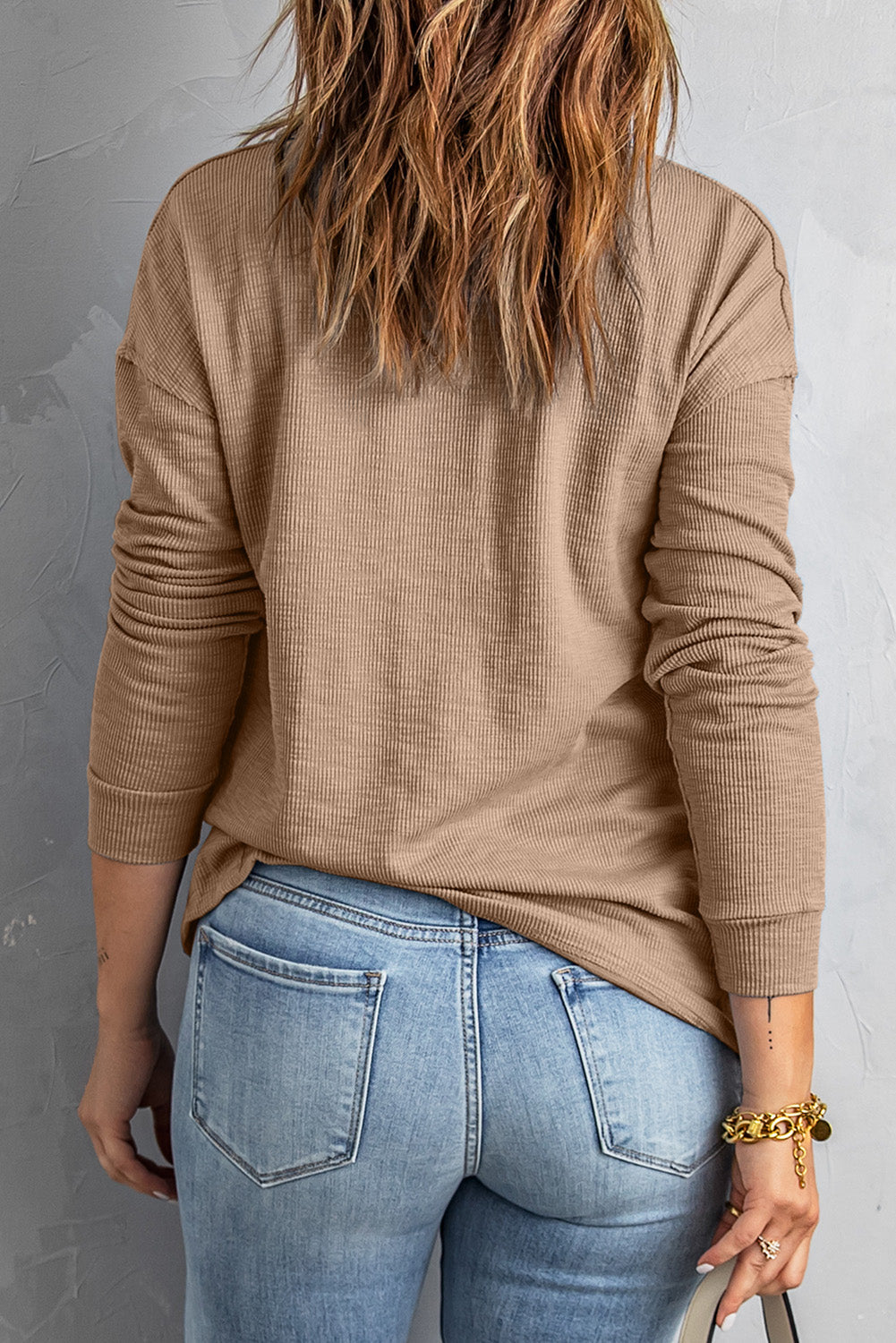 Women's Button Turn-down Neck Knit Top