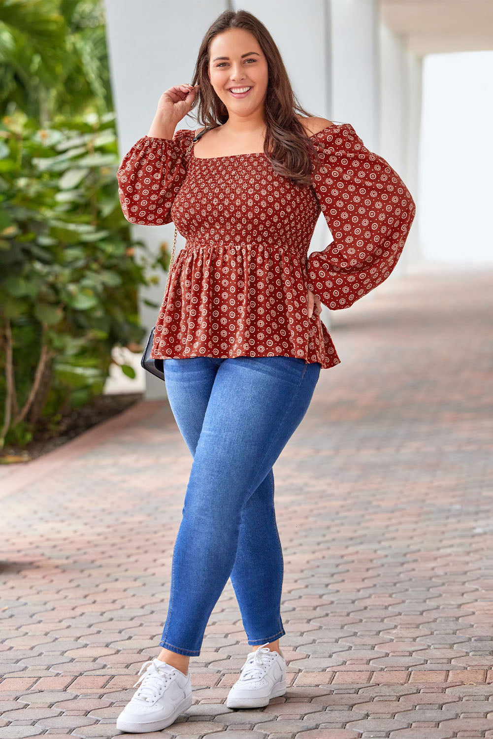 Women's Peplum Plus Size Square Neck Blouse