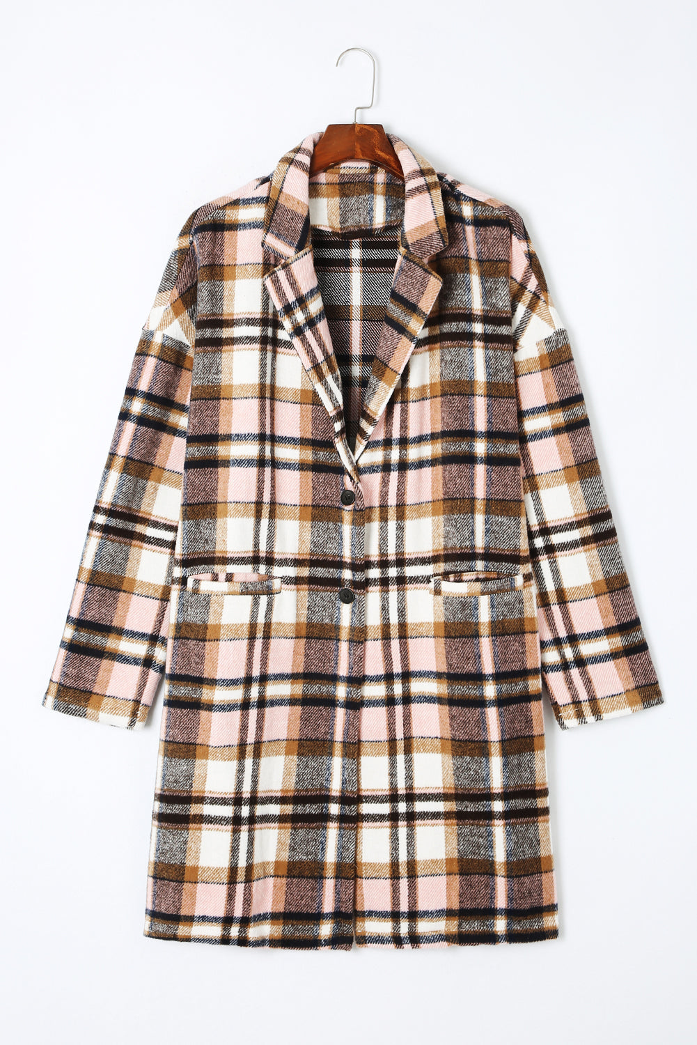 Women's Plaid Button Up Lapel Jacket