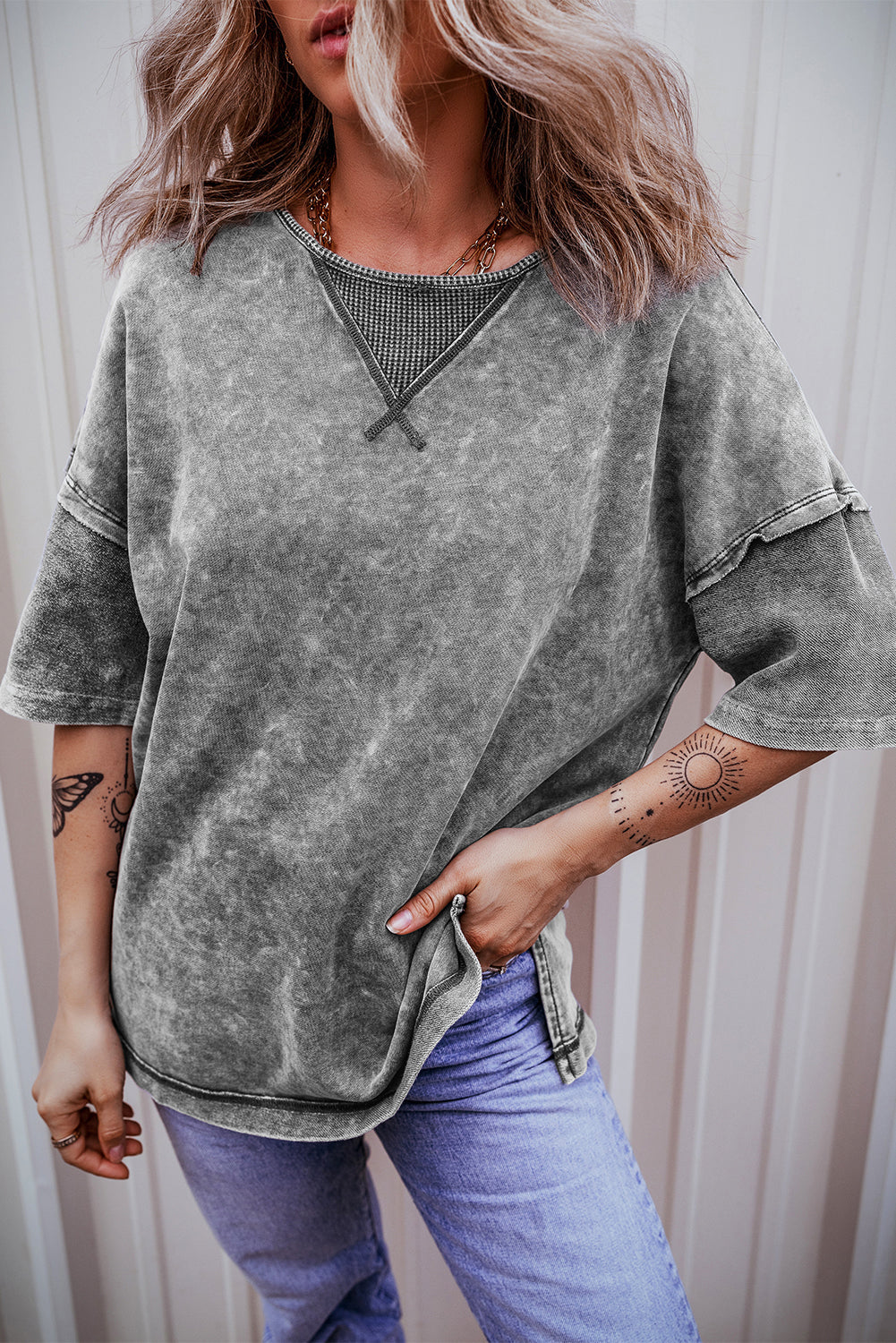 Women's Mineral-Washed Exposed Oversized Tee