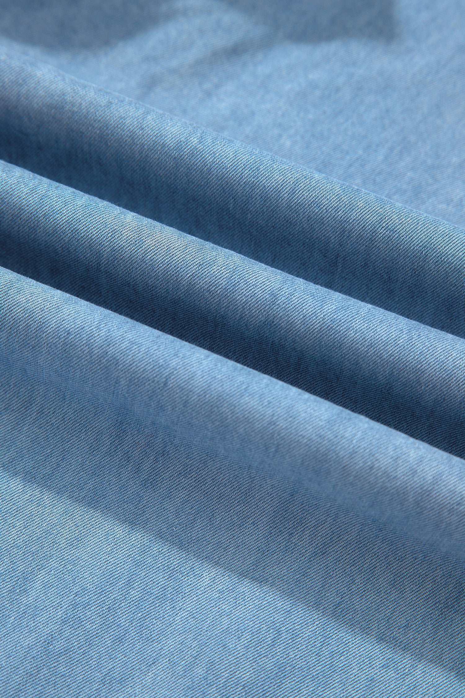 Everyday Ruffled Beau Blue Hem Wide-Leg Chambray Pants