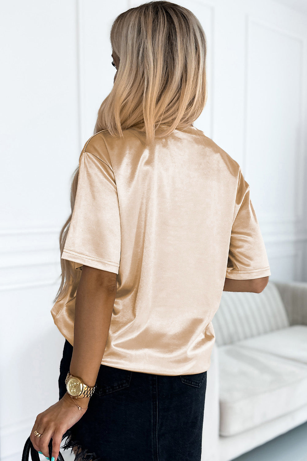 Women's T Shirt Featuring Relaxed Fit Chest Pocket