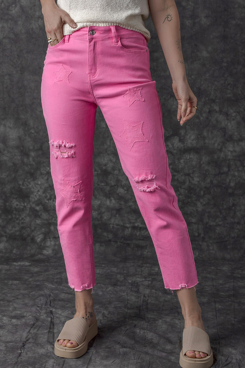 Women's Jeans Featuring Straight Leg Star Shape