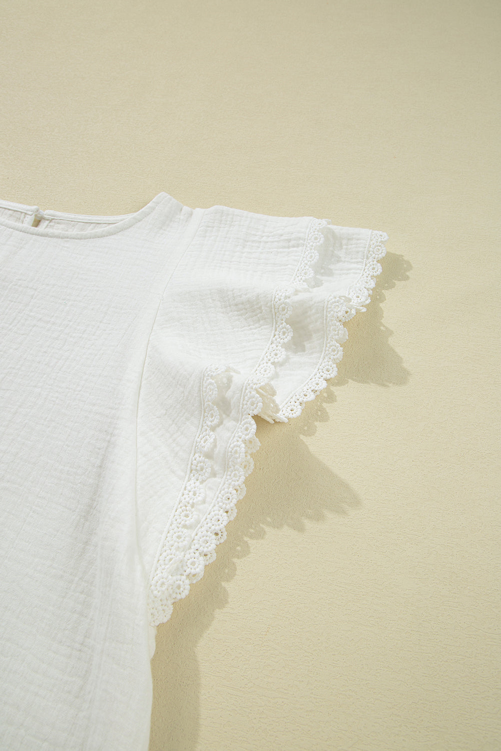 Crinkled Flutter Layered Ruffled Sleeve Blouse