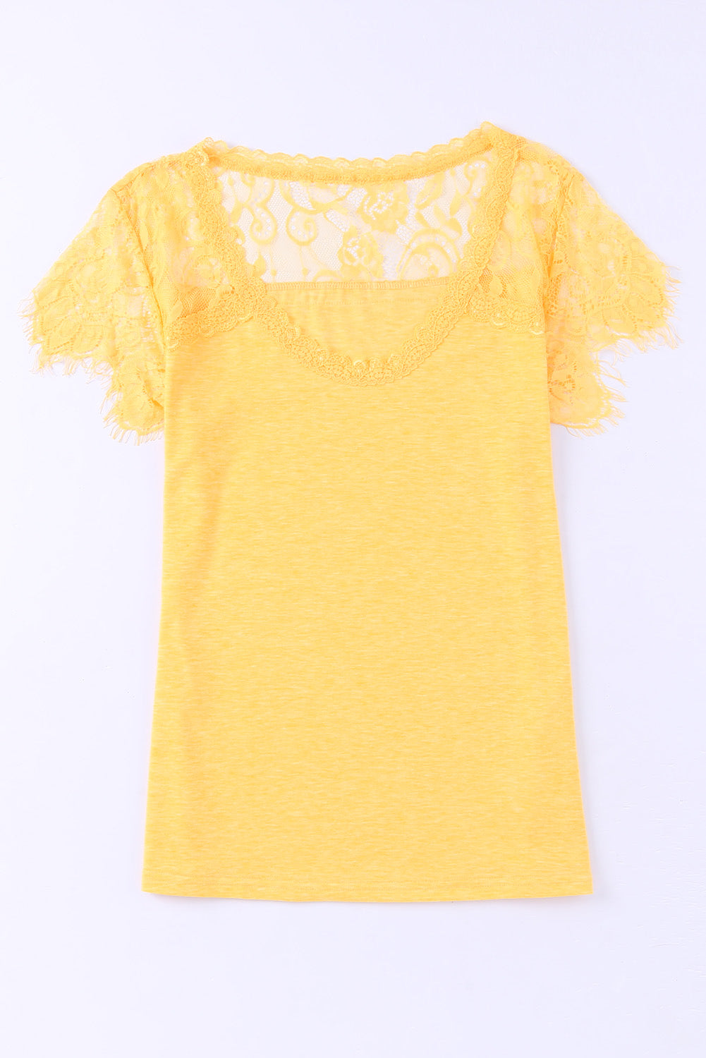 T Shirt for Women Lace-Trimmed Crochet U Neck
