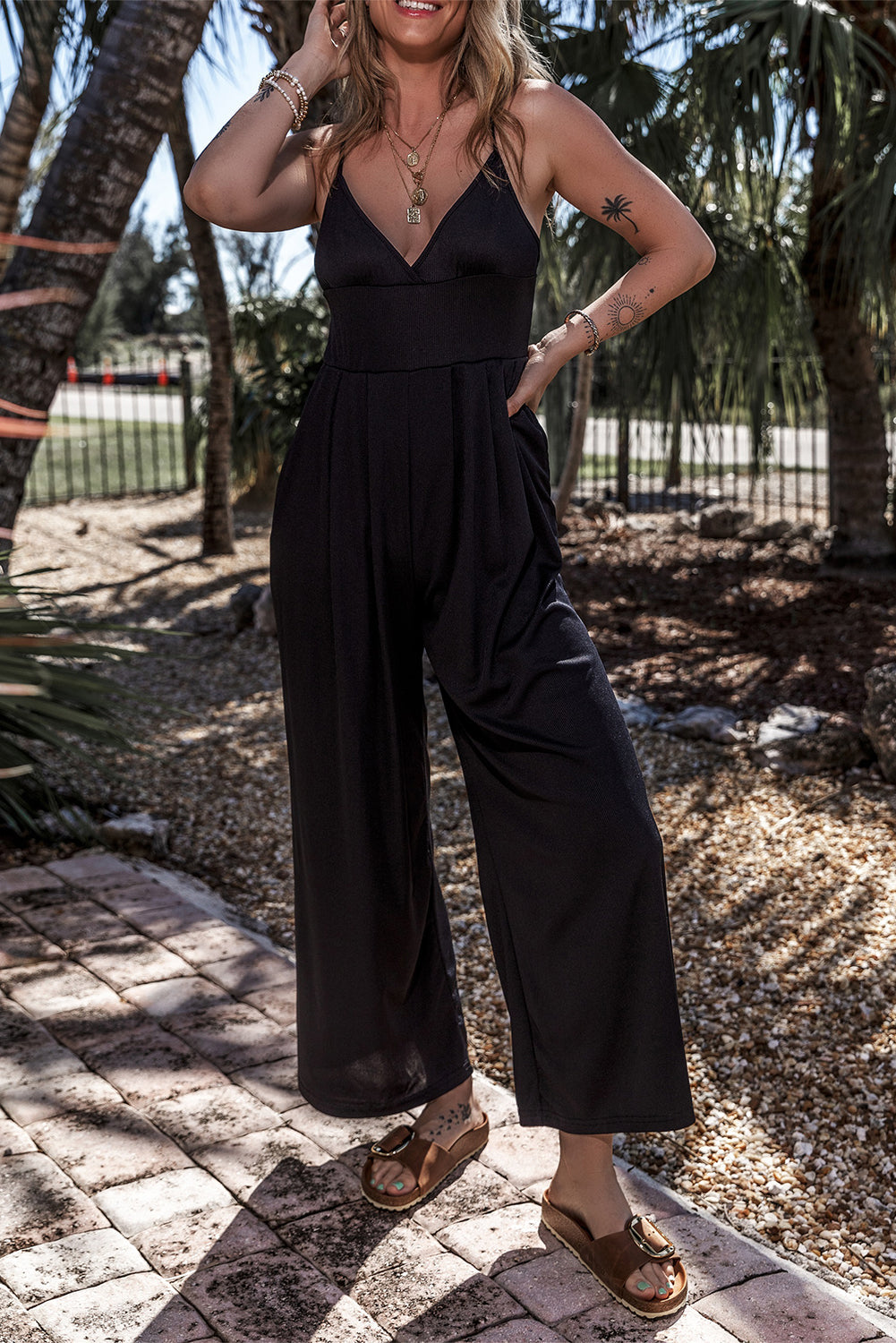 Women's Wide-Leg High-Rise Camisole Jumpsuit